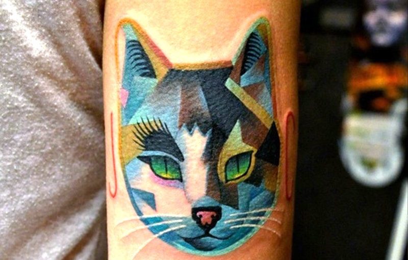 Geometric Tattoo Cat Ideas