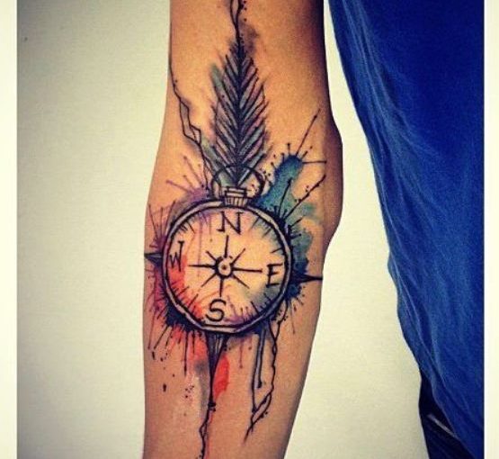 Geometric Tattoo Compass Ideas