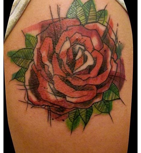 Geometric Tattoo Rose Ideas