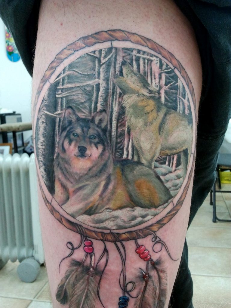 Wolf Tattoo Dreamcatcher Ideas.