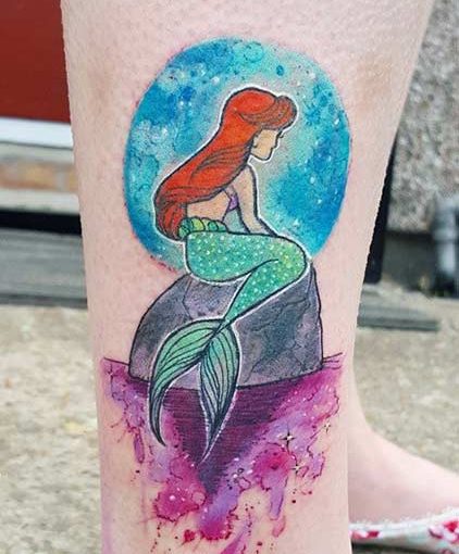Mermaid Watercolor Tattoos Ideas