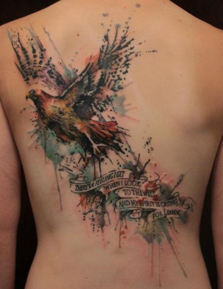 Watercolor Bird Tattoo On Back – Yo Tattoo