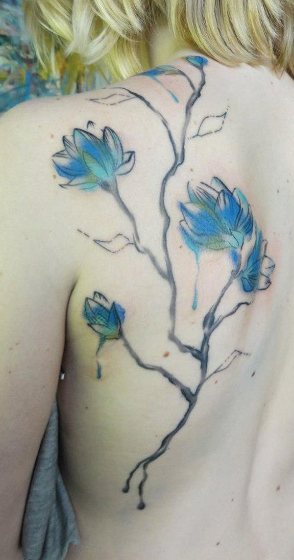 Watercolor Flower Tattoo On Back - Yo Tattoo