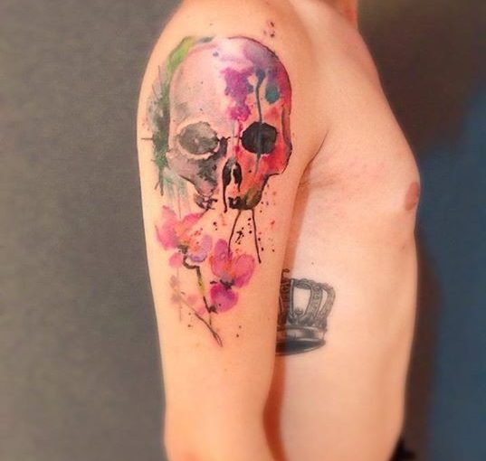 Watercolor Tattoos Skull Ideas